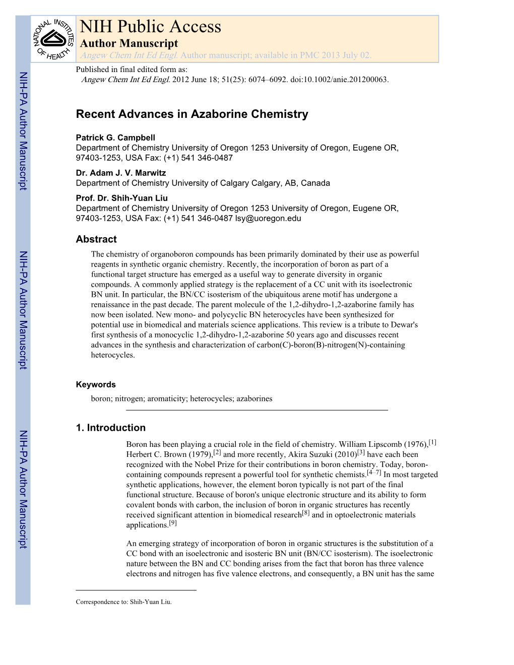 NIH Public Access Author Manuscript Angew Chem Int Ed Engl
