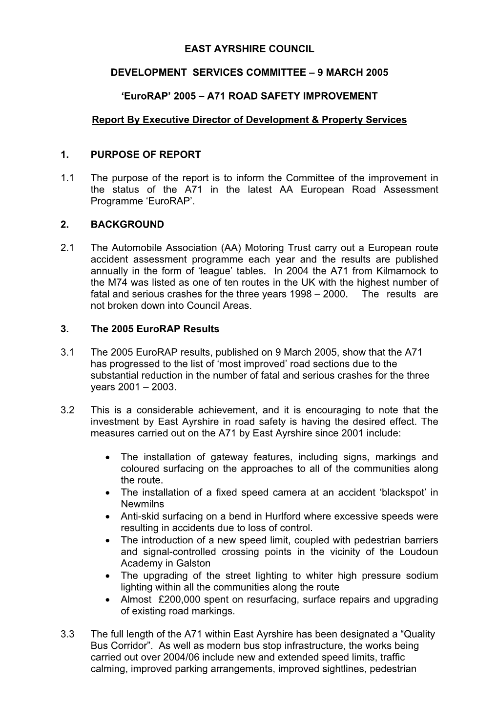 'Eurorap' 2005 – A71 ROAD SAFETY IMPROVEMENT Repo