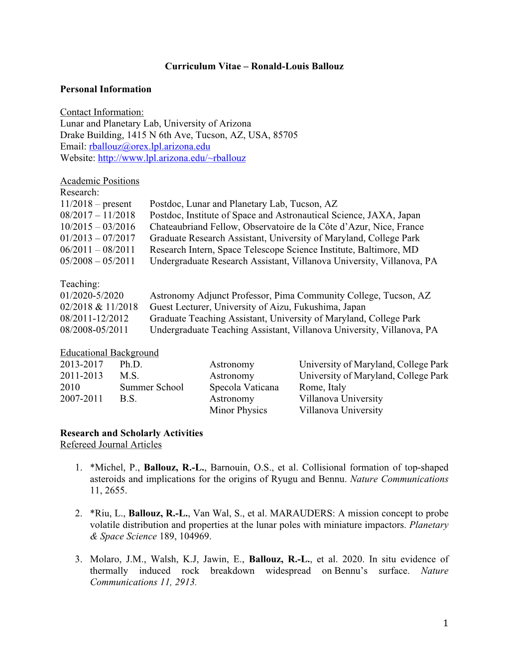 Ronald-Louis Ballouz Personal Information Contact Information