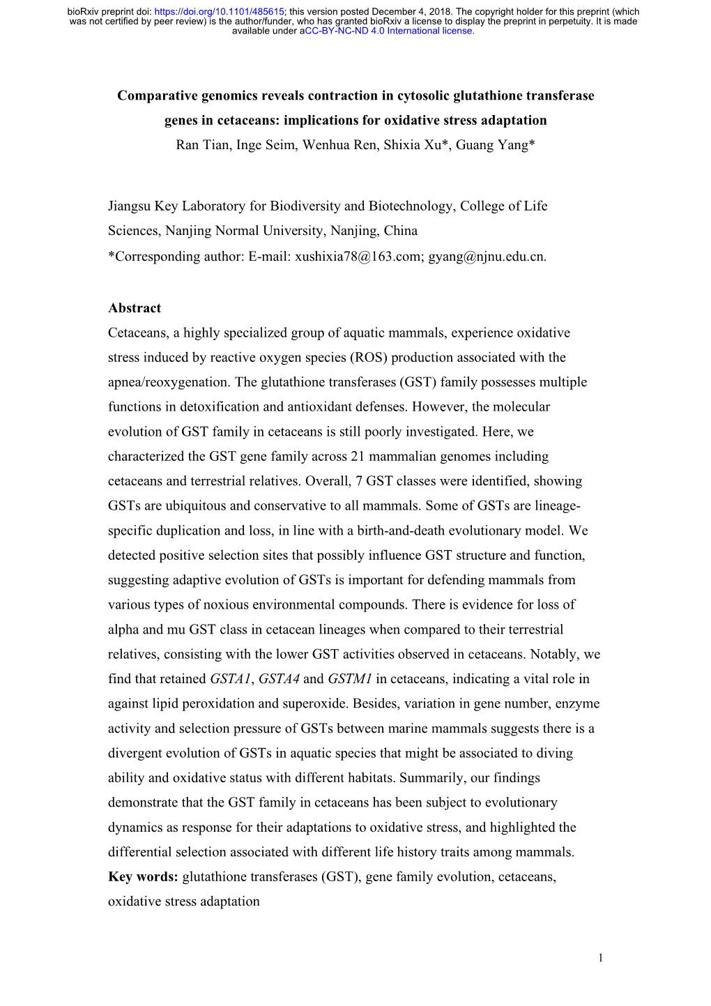 Comparative Genomics Reveals Contraction in Cytosolic