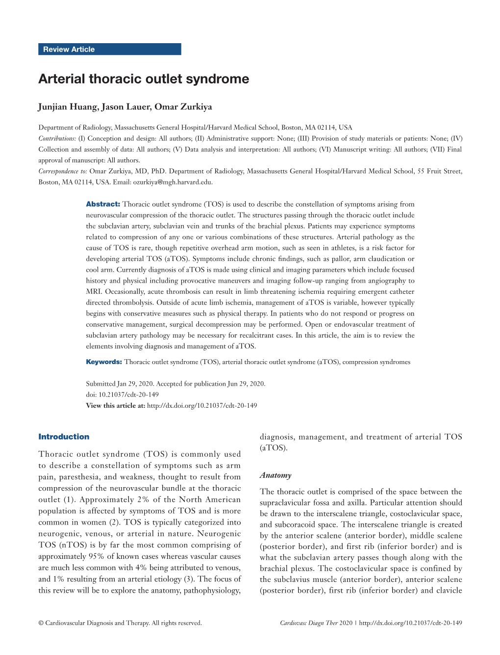 Arterial Thoracic Outlet Syndrome