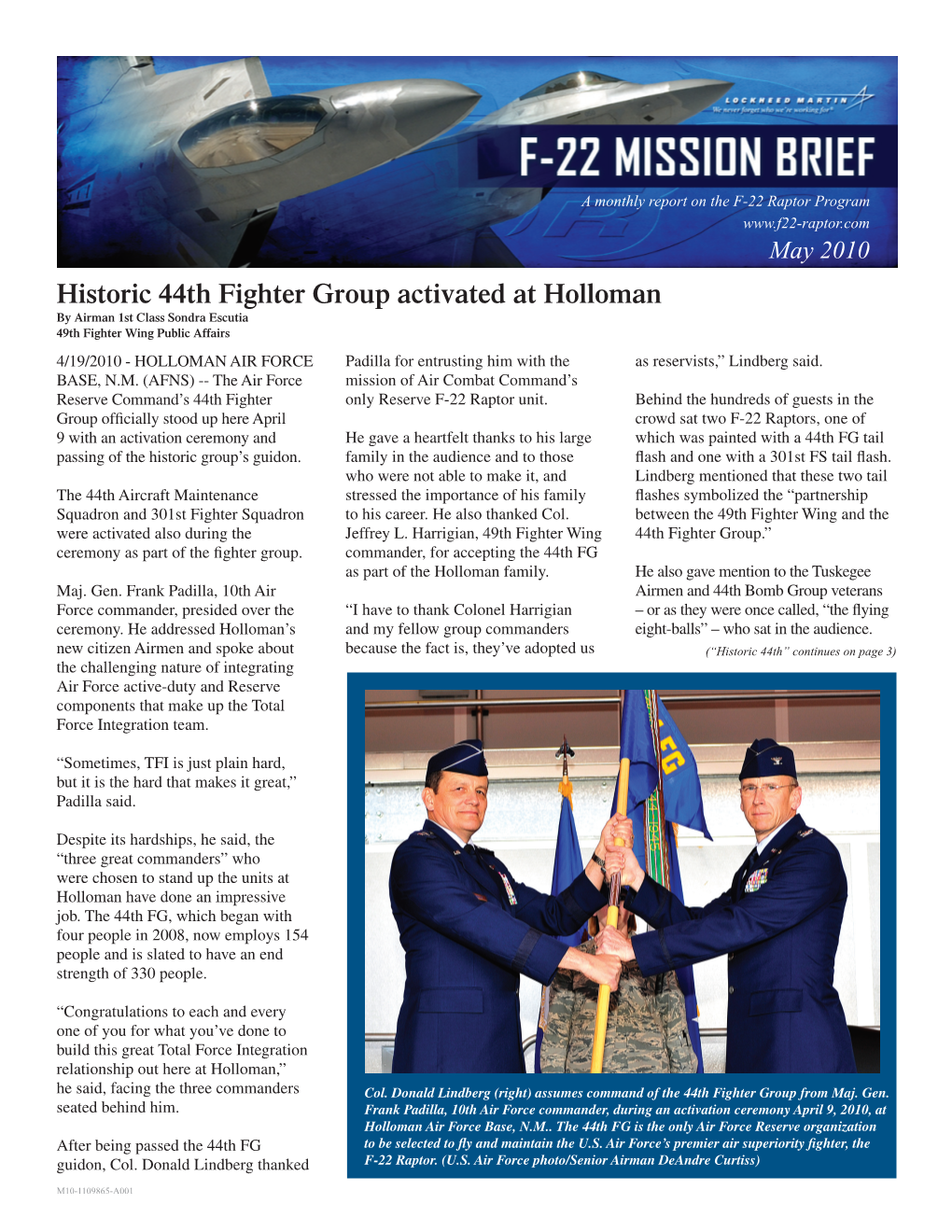 Historic 44Th Fighter Group Activated at Holloman