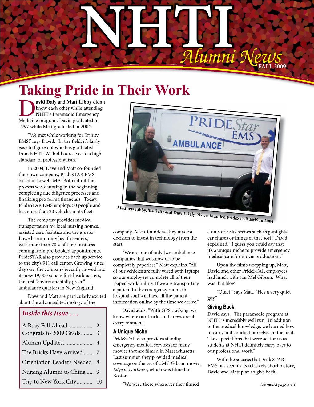 Fall 2009 Alumni Newsletter