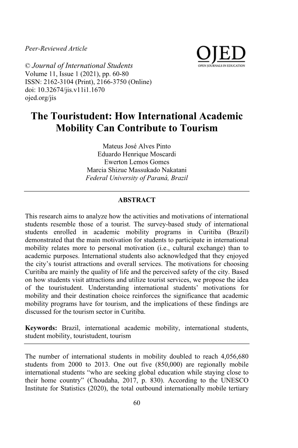 How International Academic Mobility Can Contribute to Tourism