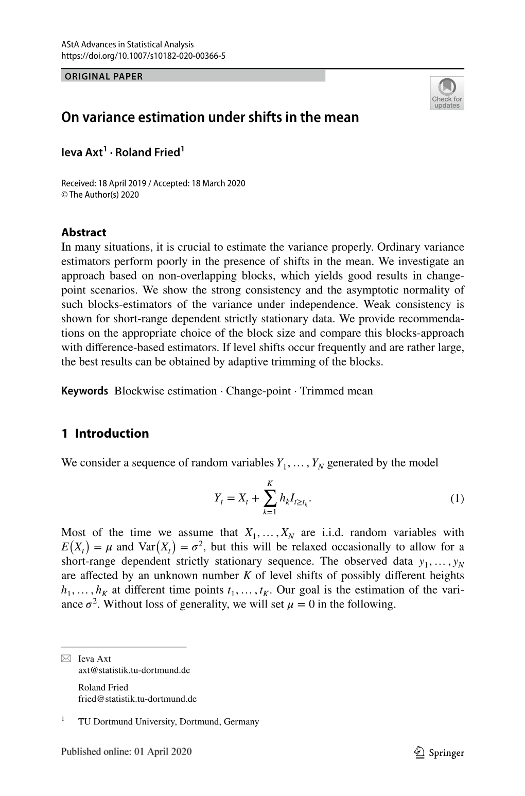 On Variance Estimation Under Shifts in the Mean