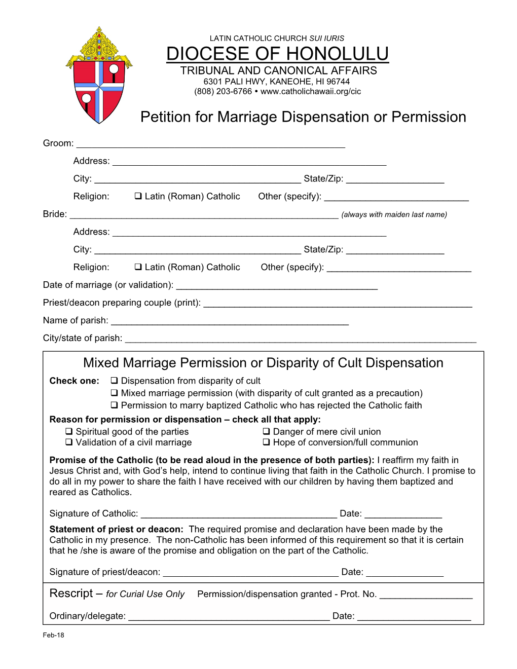 Grants Marriage Dispensations and Permissions