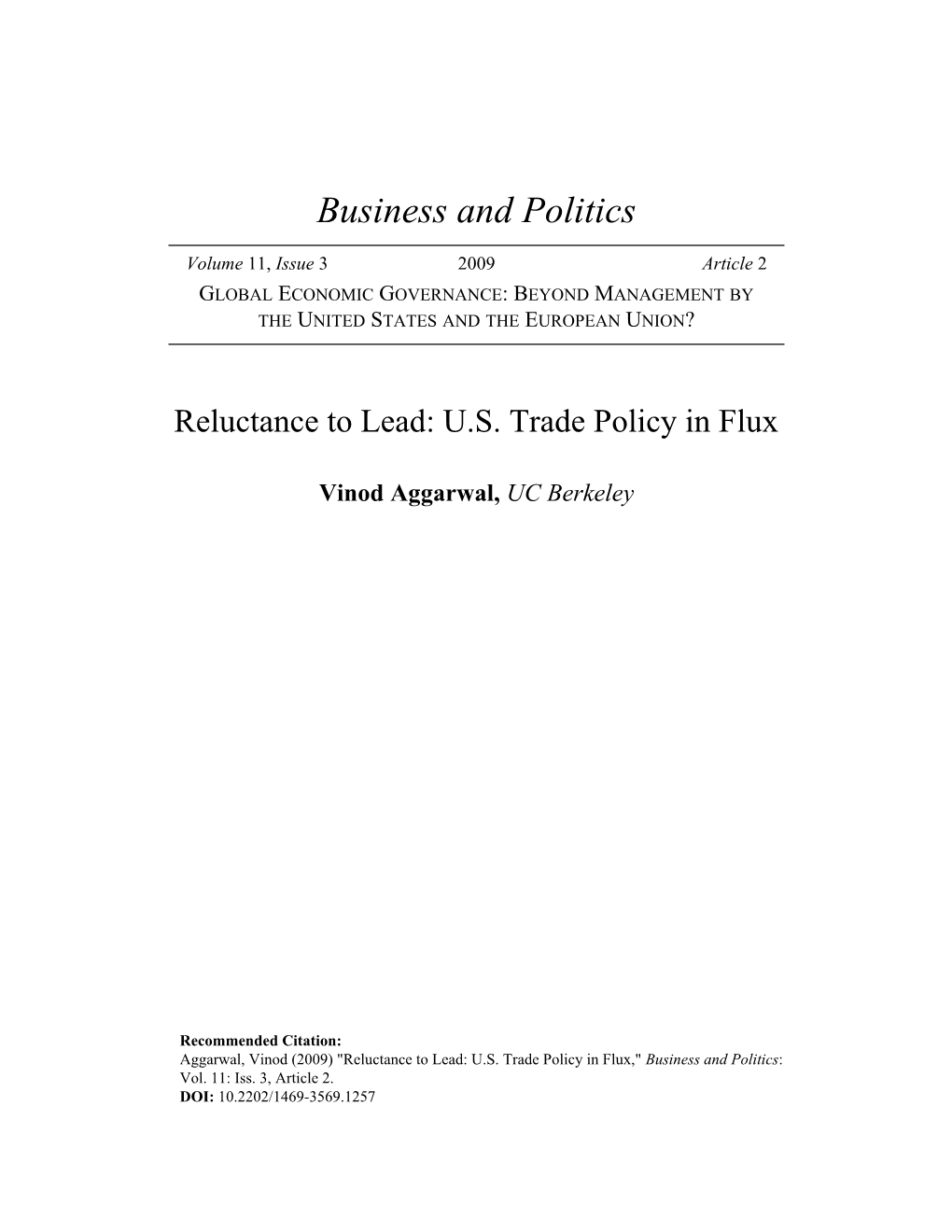 US Trade Policy in Flux