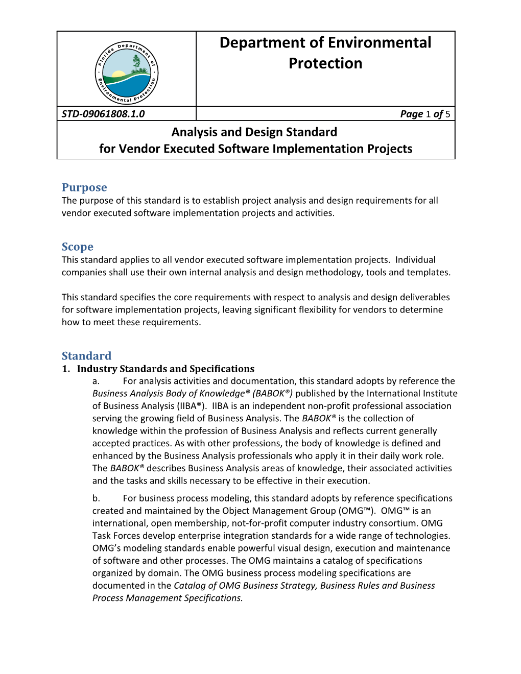 Software Analysis & Design Standard