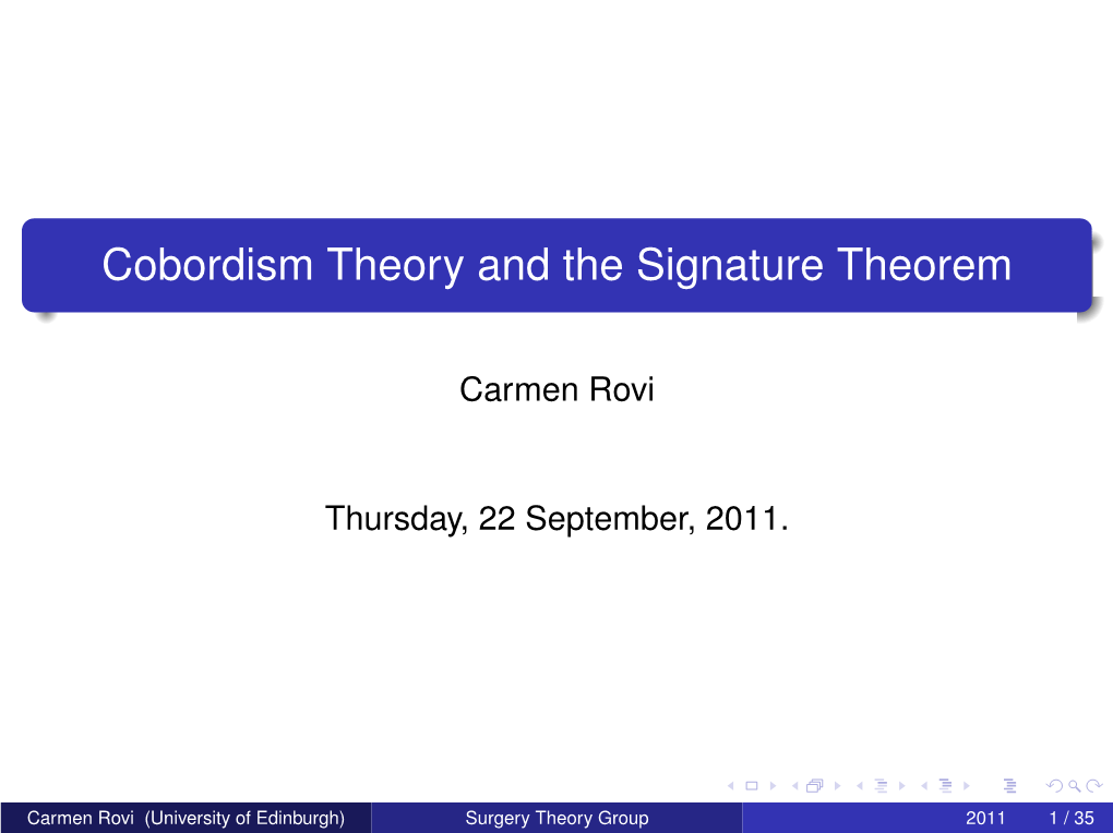 Cobordism Theory and the Signature Theorem