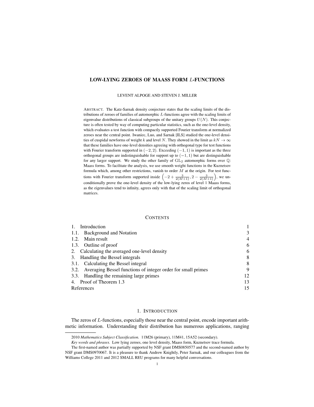 Low-Lying Zeroes of Maass Form L-Functions 1