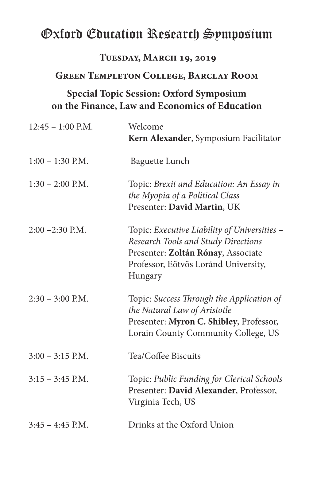 Oxford Education Research Symposium