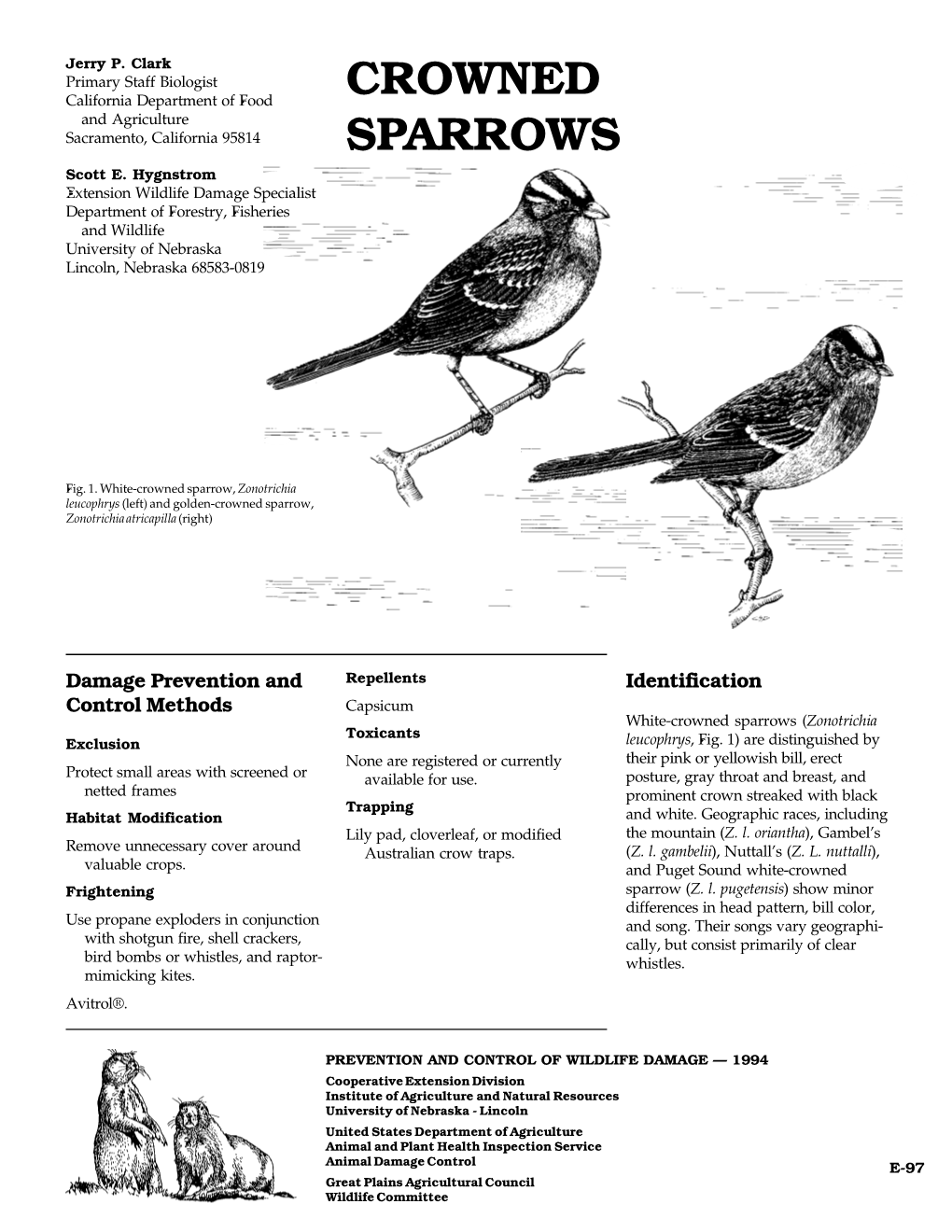 Crowned Sparrows (Zonotrichia Toxicants Exclusion Leucophrys, Fig