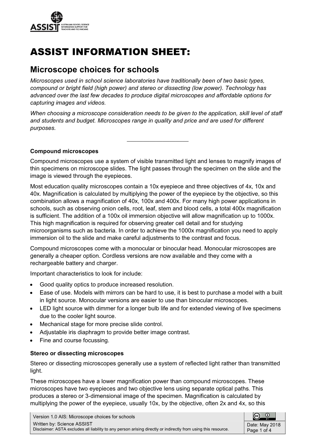 AIS: Microscope Choices for Schools