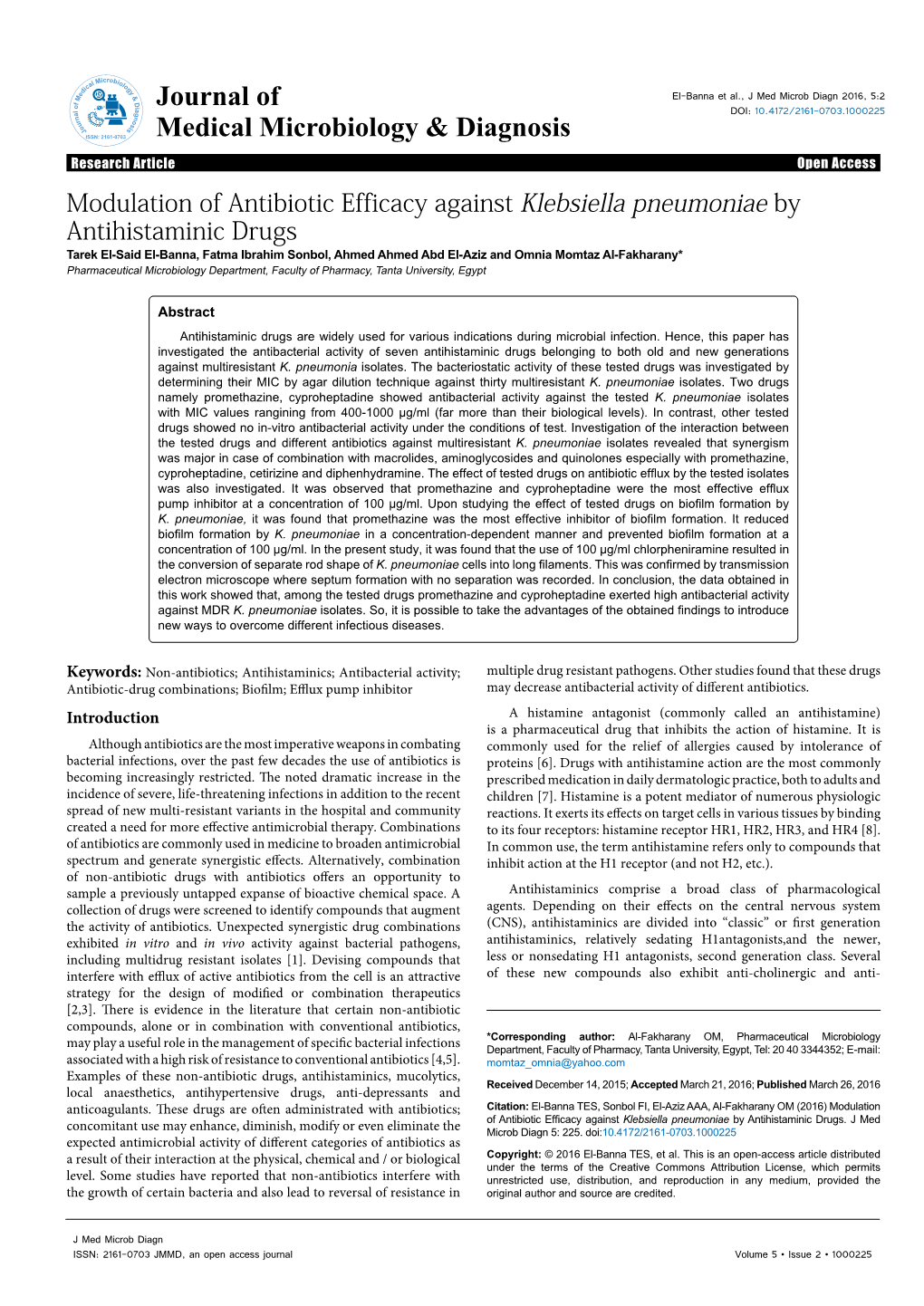 Modulation of Antibiotic Efficacy Against Klebsiella Pneumoniae By