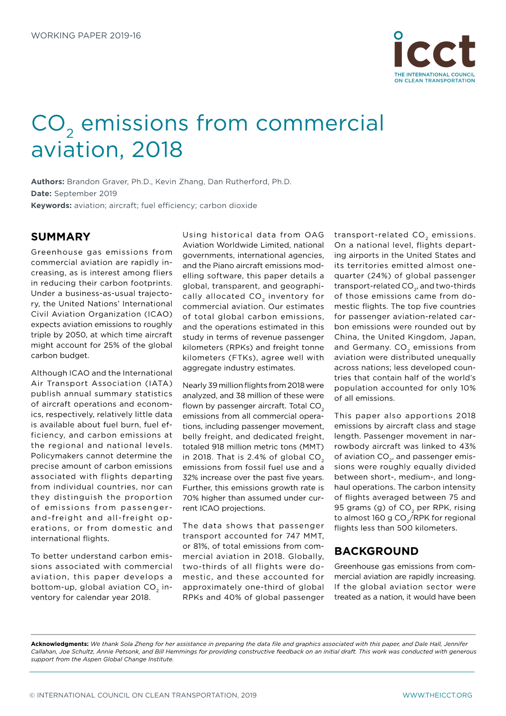 CO2 Emissions from Commercial Aviation, 2018