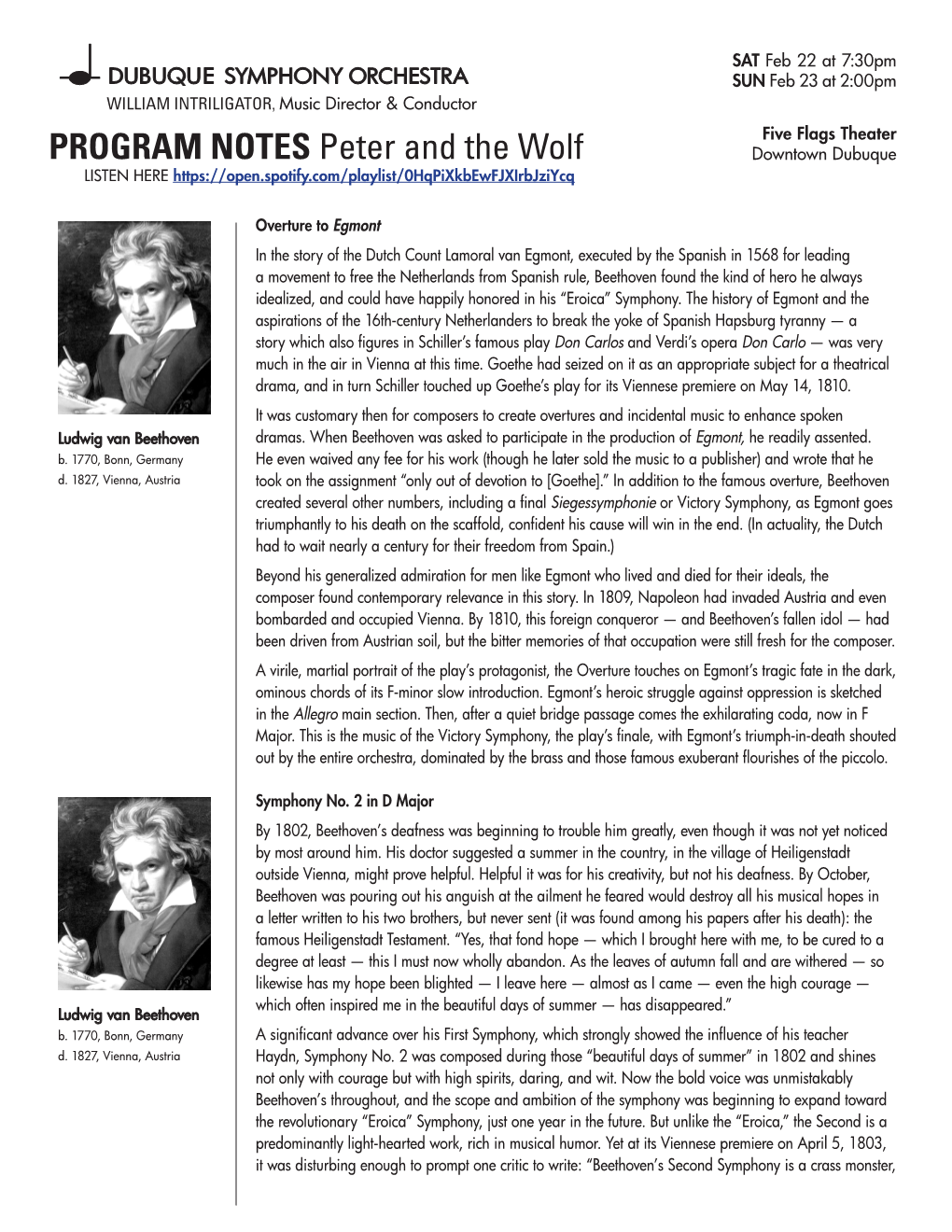 PROGRAM NOTES Peter and the Wolf Downtown Dubuque LISTEN HERE