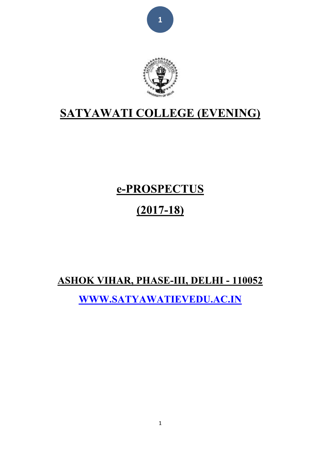 SATYAWATI COLLEGE (EVENING) E-PROSPECTUS (2017-18)