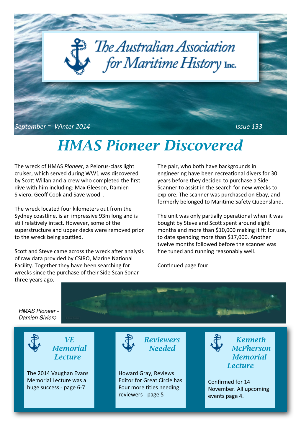 Issue 133 HMAS Pioneer Discovered
