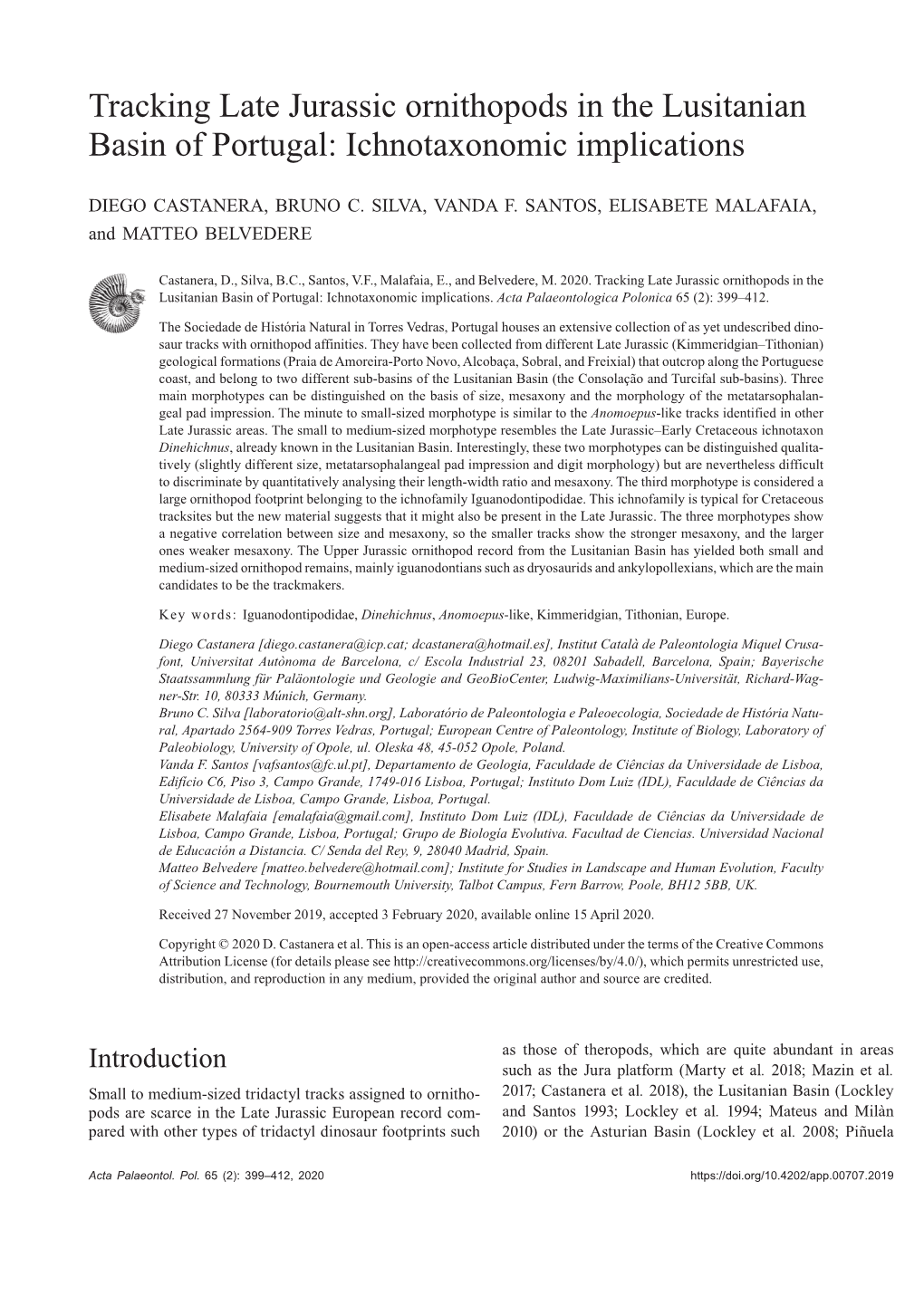 Tracking Late Jurassic Ornithopods in the Lusitanian Basin of Portugal: Ichnotaxonomic Implications