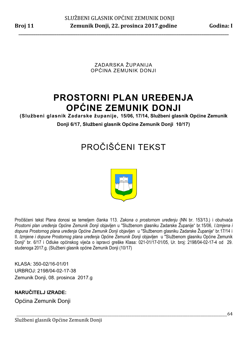 Prostorni Plan Uređenja Općine Zemunik Donji