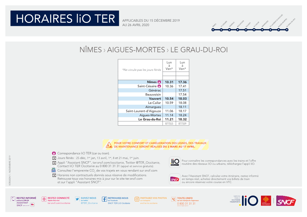 HORAIRES Lio TER SNCF ASSISTANT @ Jours Fériés: Correspondance Lioter(Caroutrain)