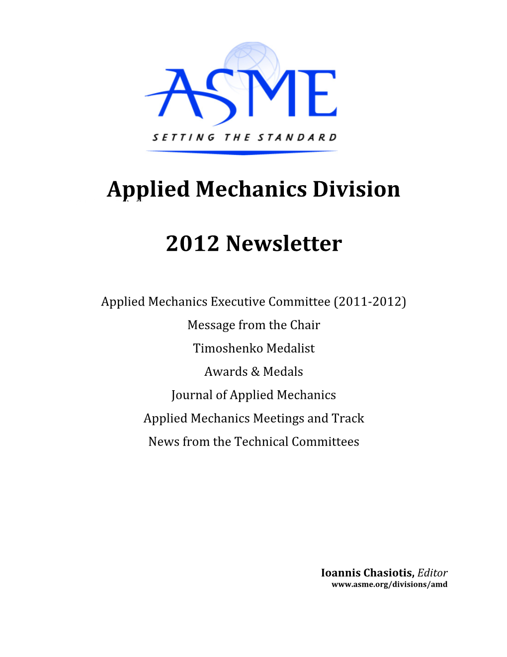 Applied Mechanics Division 2012 Newsletter