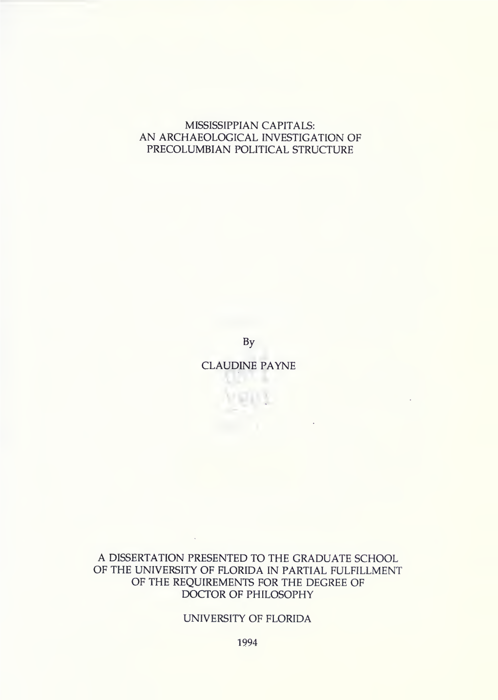 Mississippian Capitals : an Archaeological Investigation Of