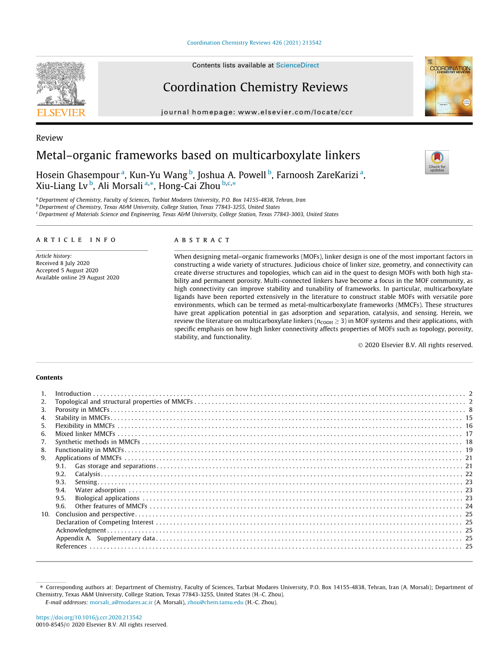 Organic Frameworks Based on Multicarboxylate Linkers