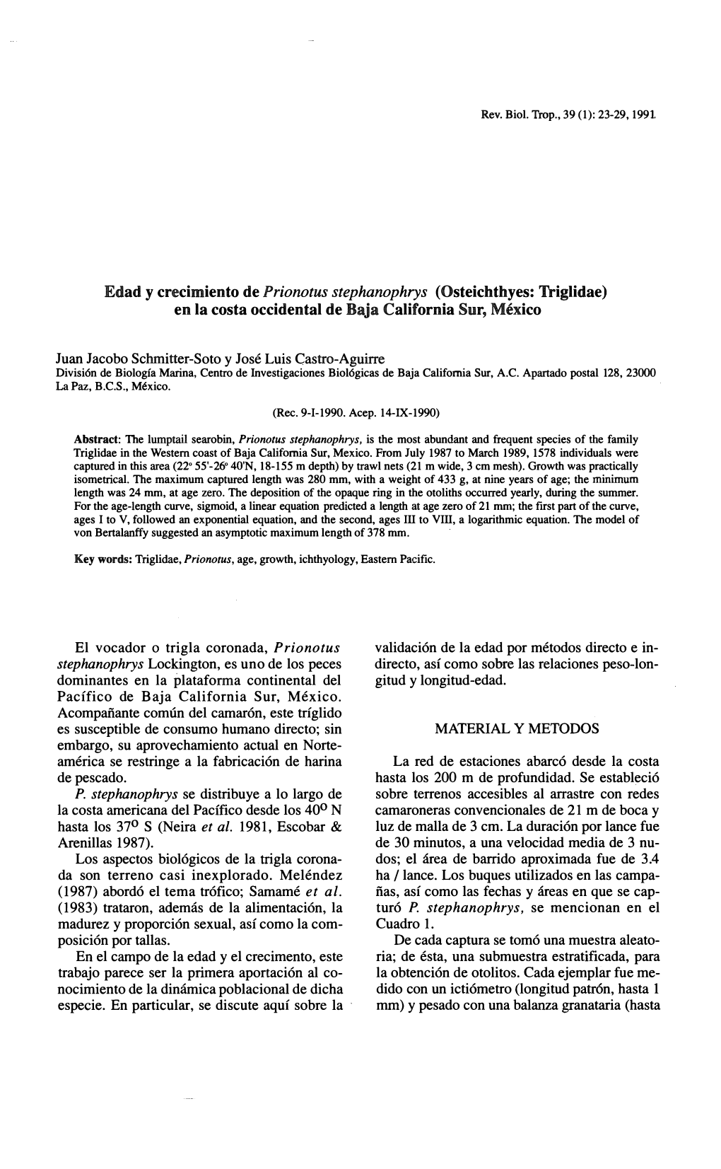 Edad Y Crecimiento De Pronotus Stephanophrys (Osteichthyes