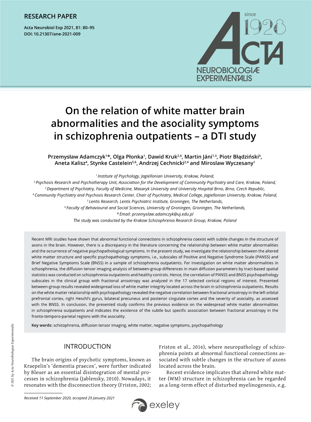 On the Relation of White Matter Brain