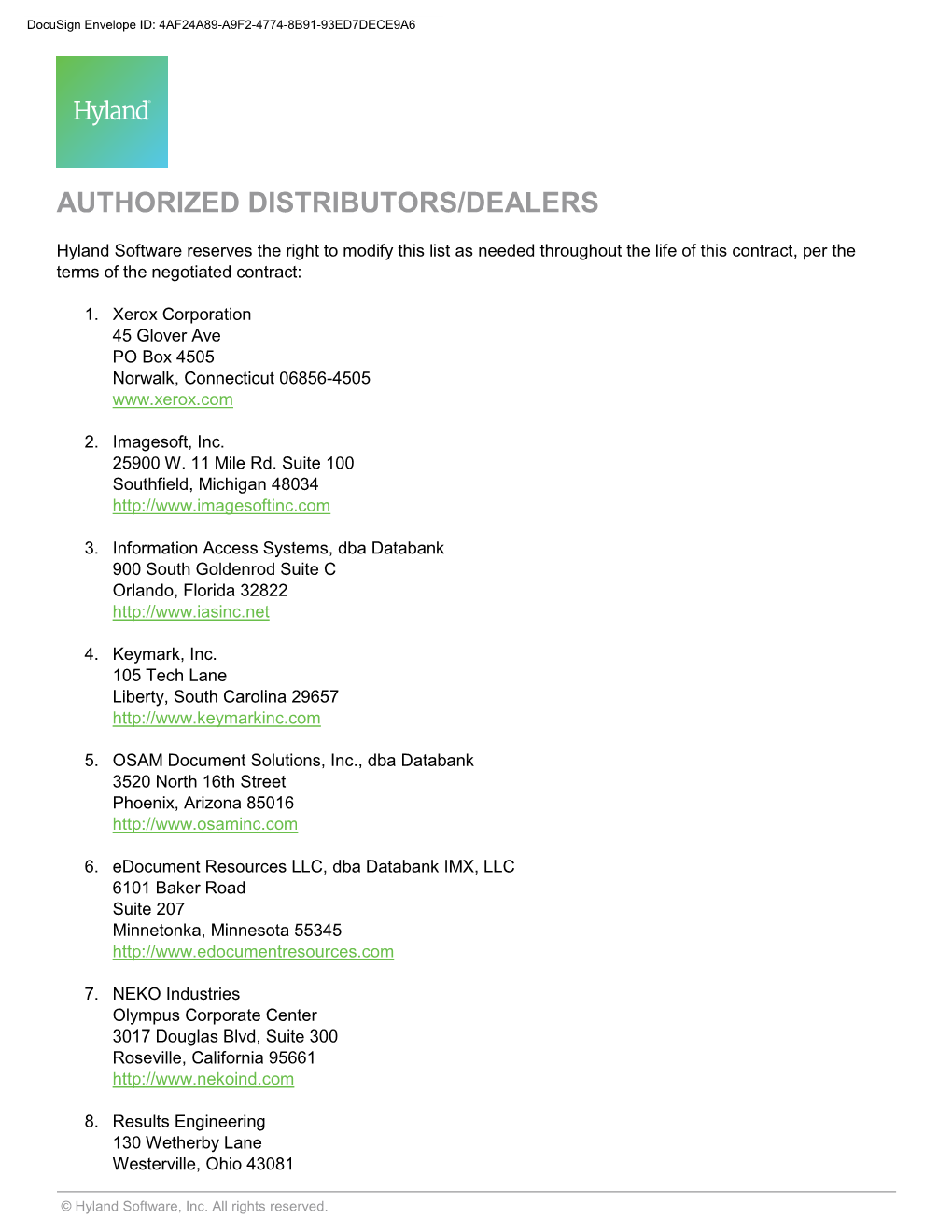 Authorized Distributors/Dealers