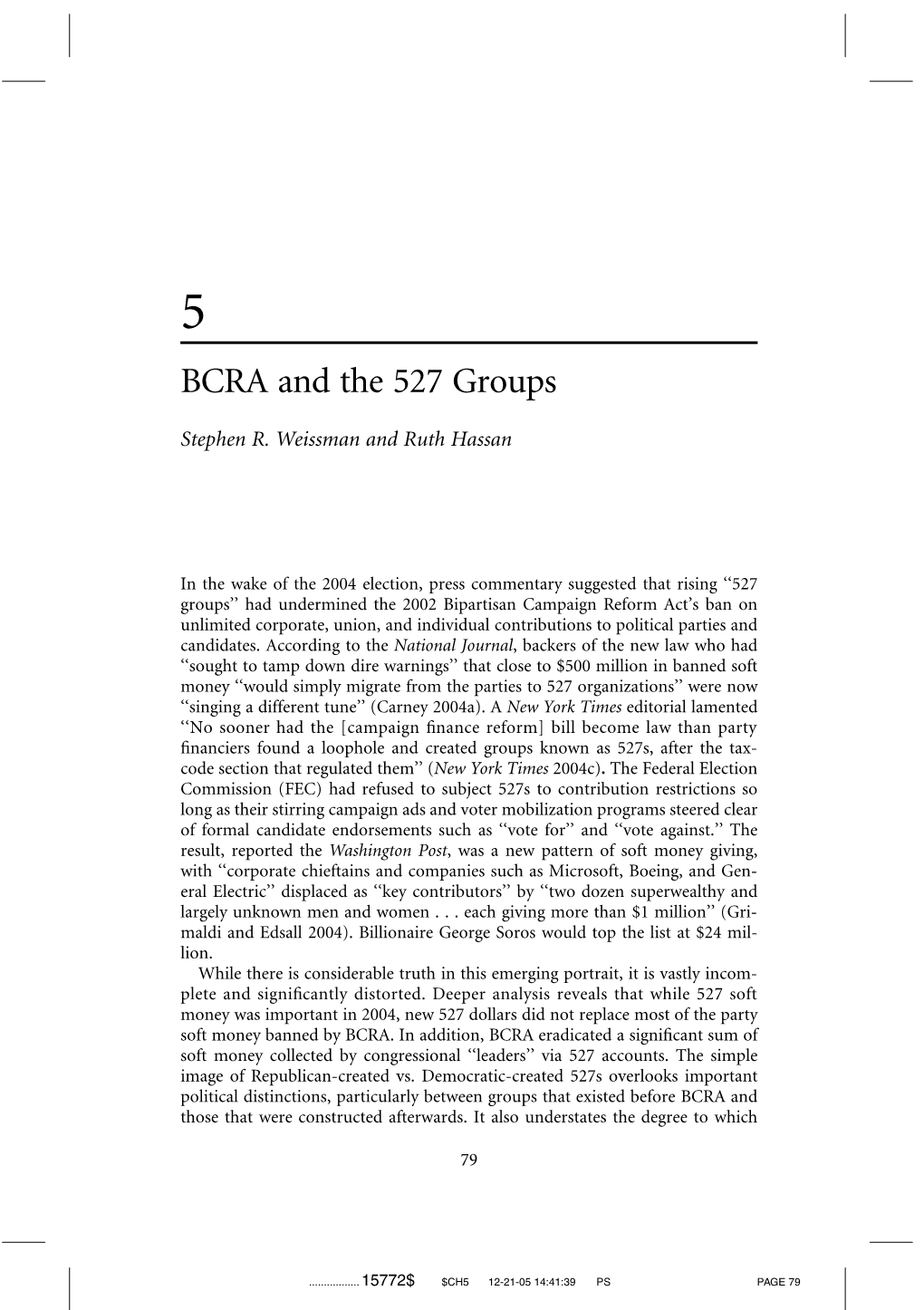 BCRA and the 527 Groups