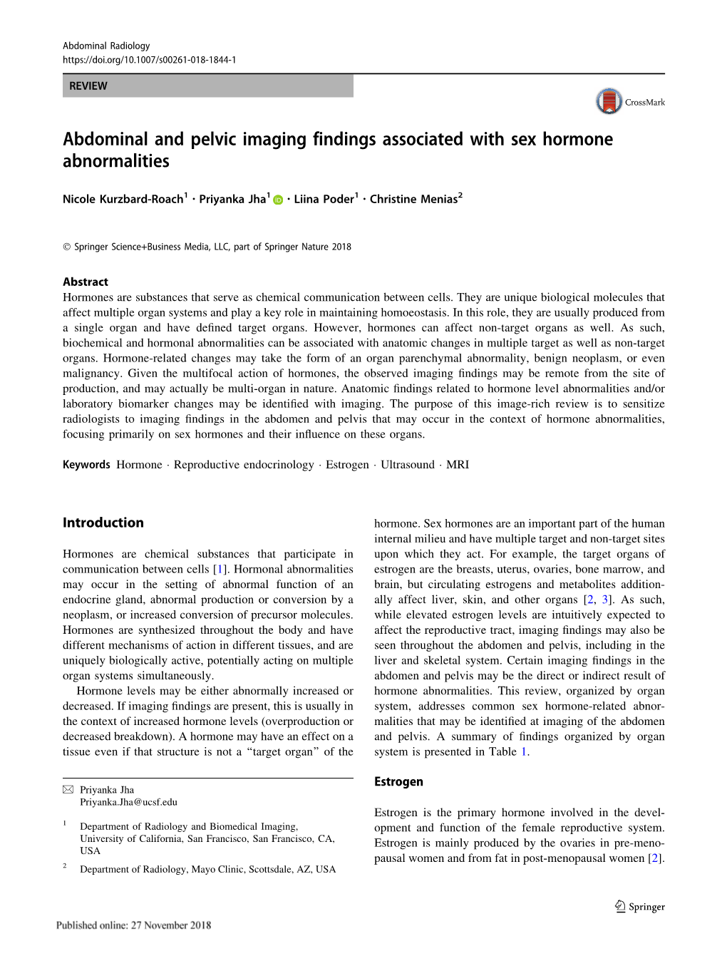 Abdominal and Pelvic Imaging Findings Associated with Sex Hormone Abnormalities