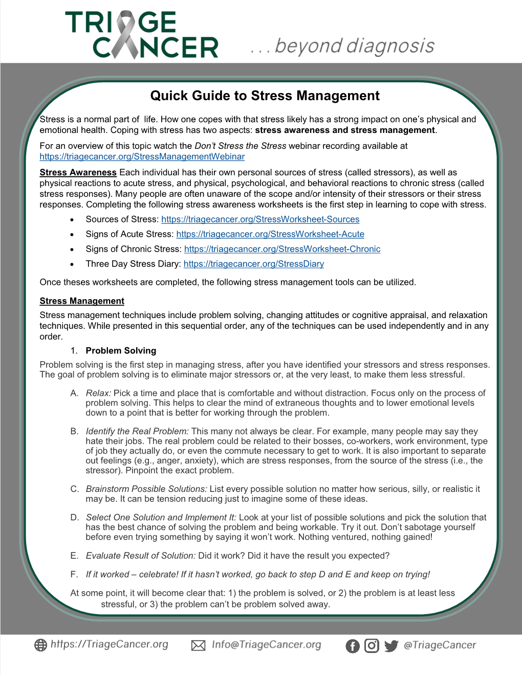 Quick Guide to Stress Management