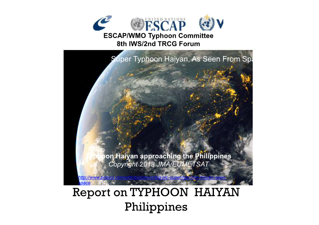 Report on TYPHOON HAIYAN Philippines Outline