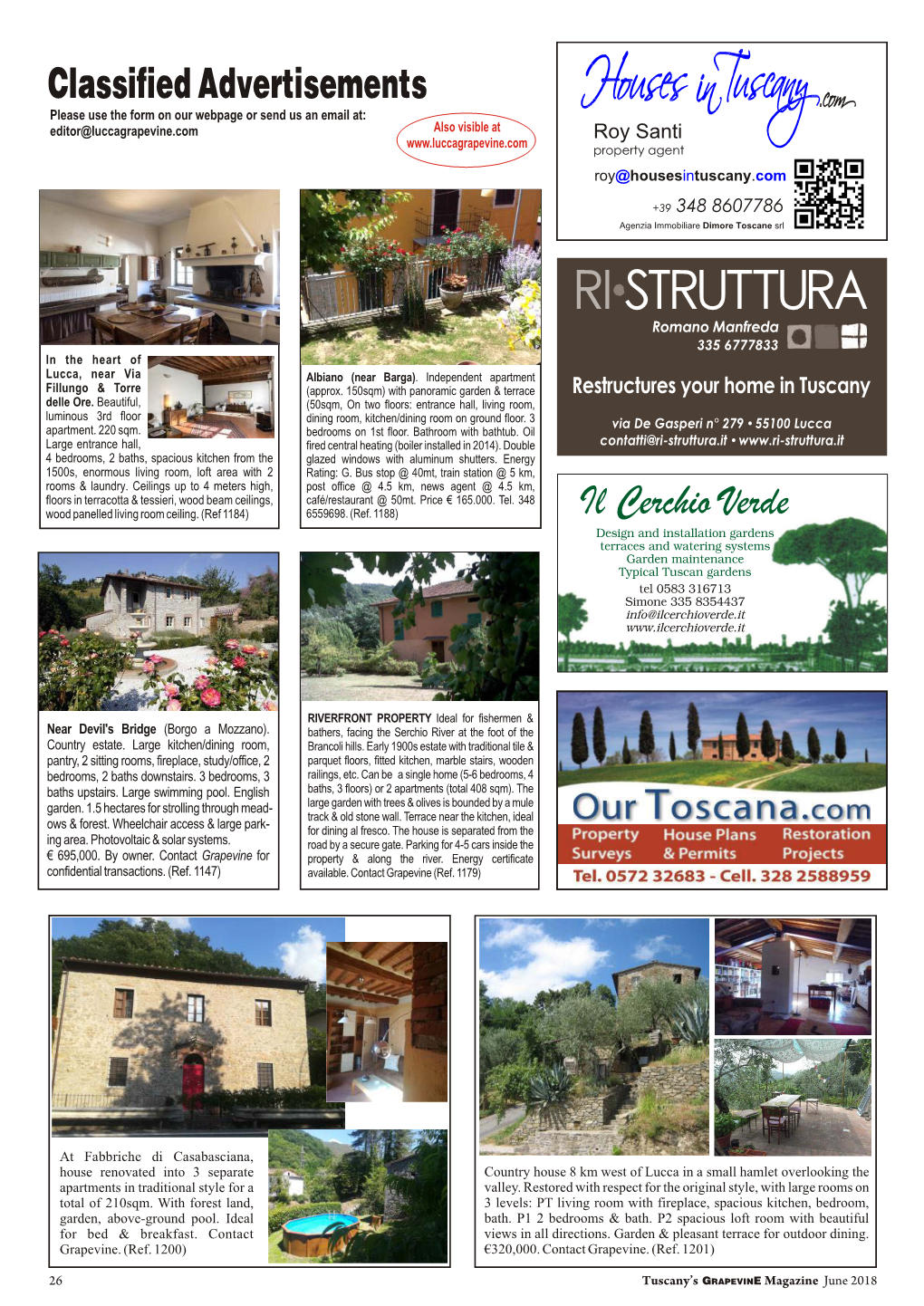 Classified Advertisements ~ June 2018 Issue