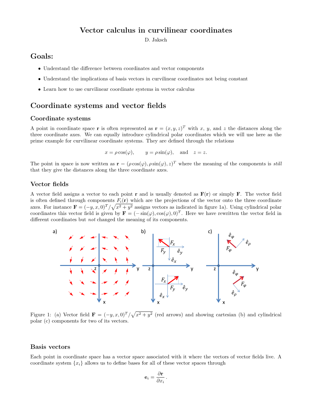 Coordinate Systems and Vector Fields