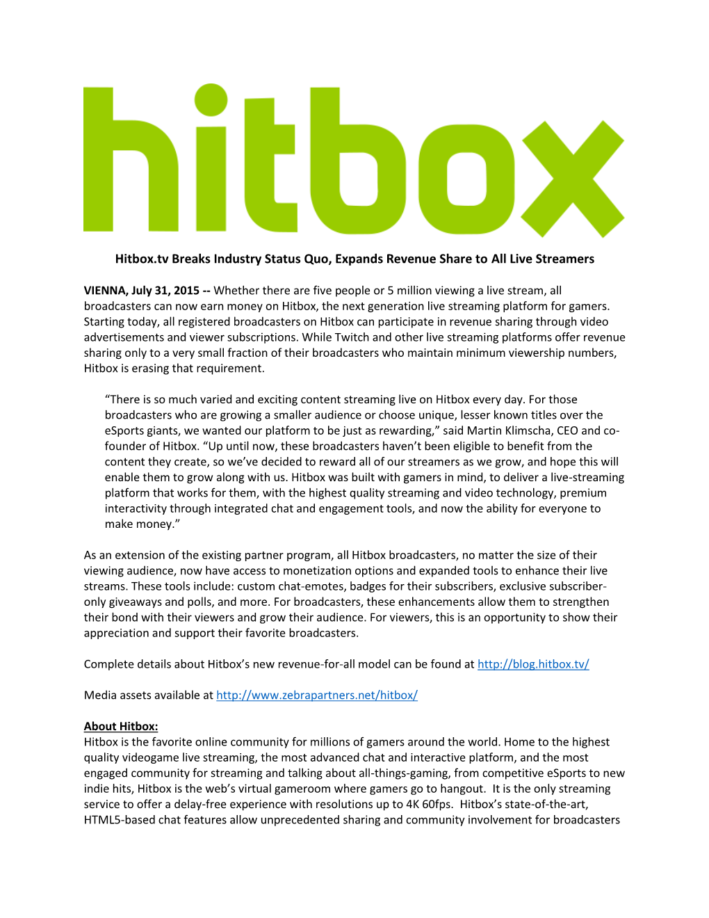 Hitbox.Tv Breaks Industry Status Quo, Expands Revenue Share to All Live Streamers