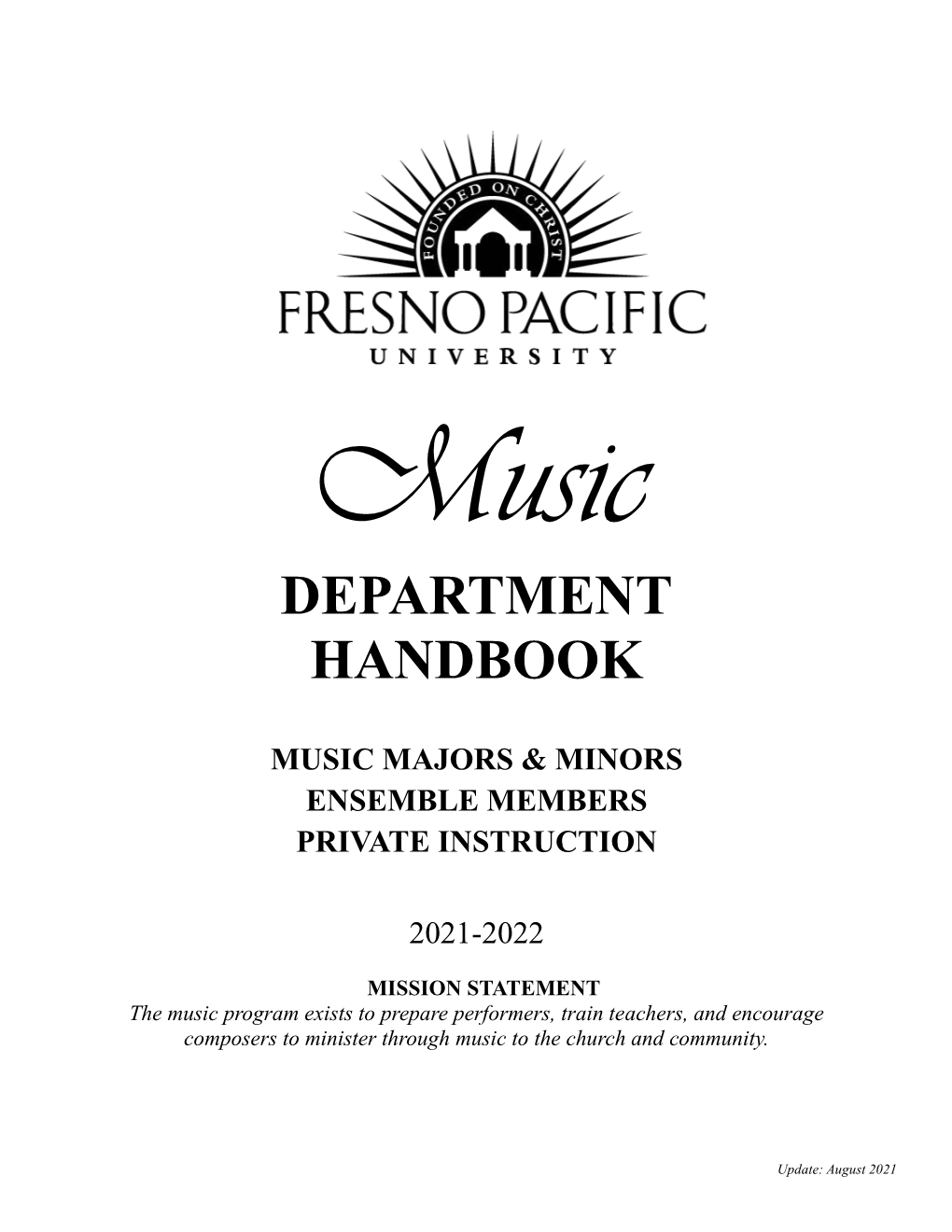 Music DEPARTMENT HANDBOOK