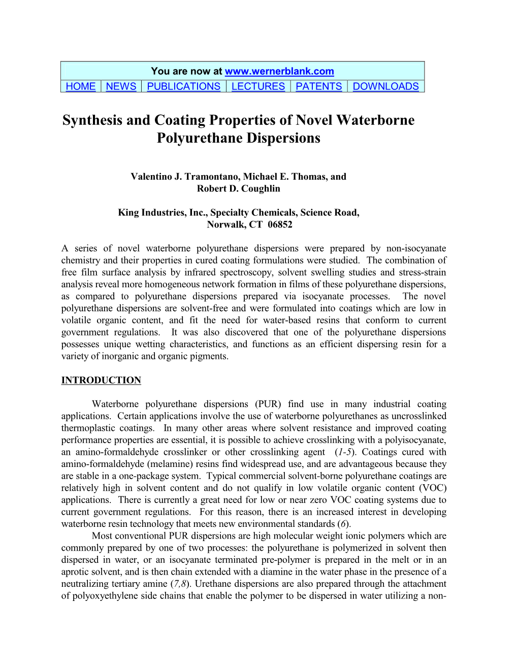 Synthesis and Coating Properties of Novel Waterborne Polyurethane Dispersions