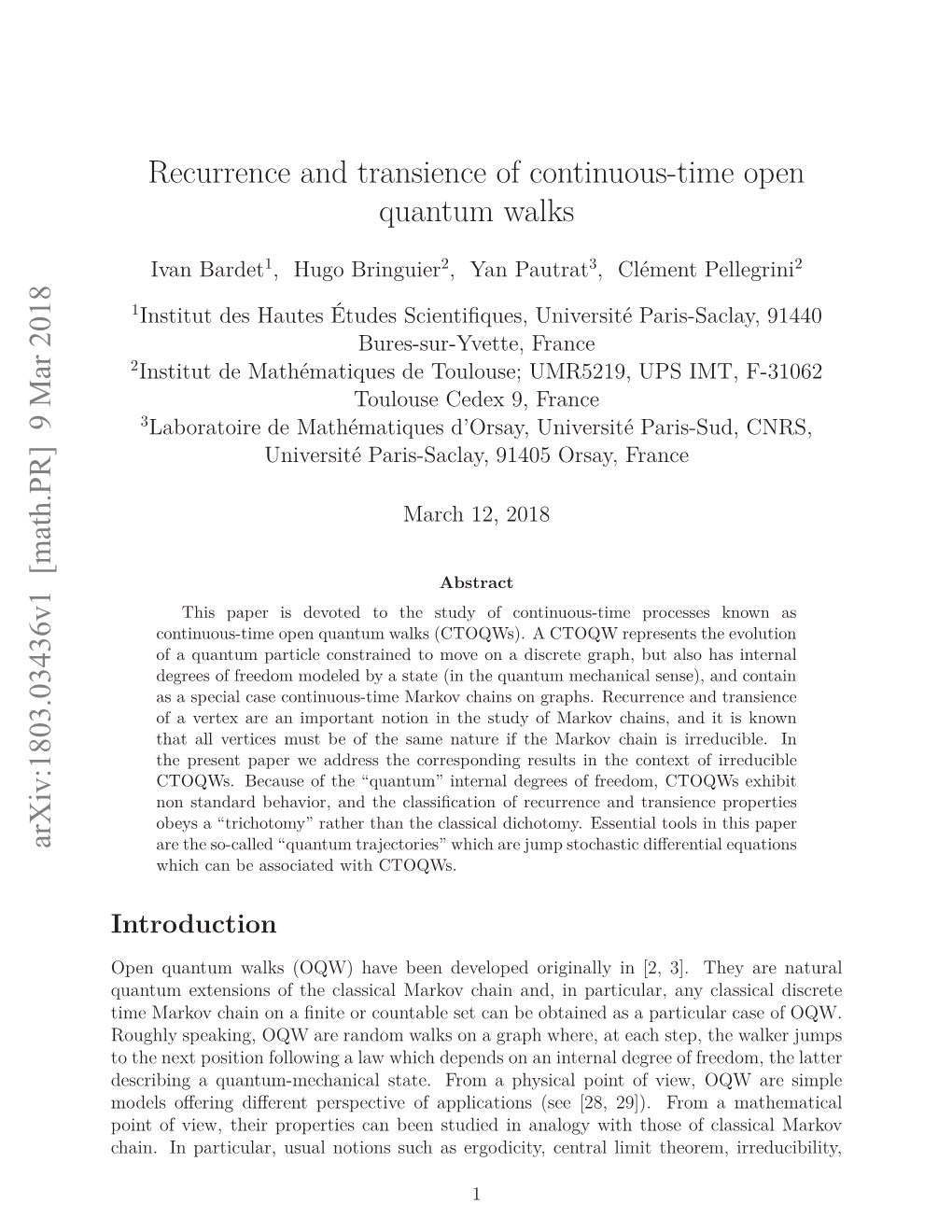 Recurrence and Transience of Continuous-Time Open Quantum Walks