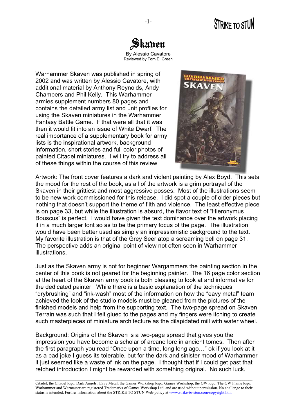 Skaven by Alessio Cavatore Reviewed by Tom E