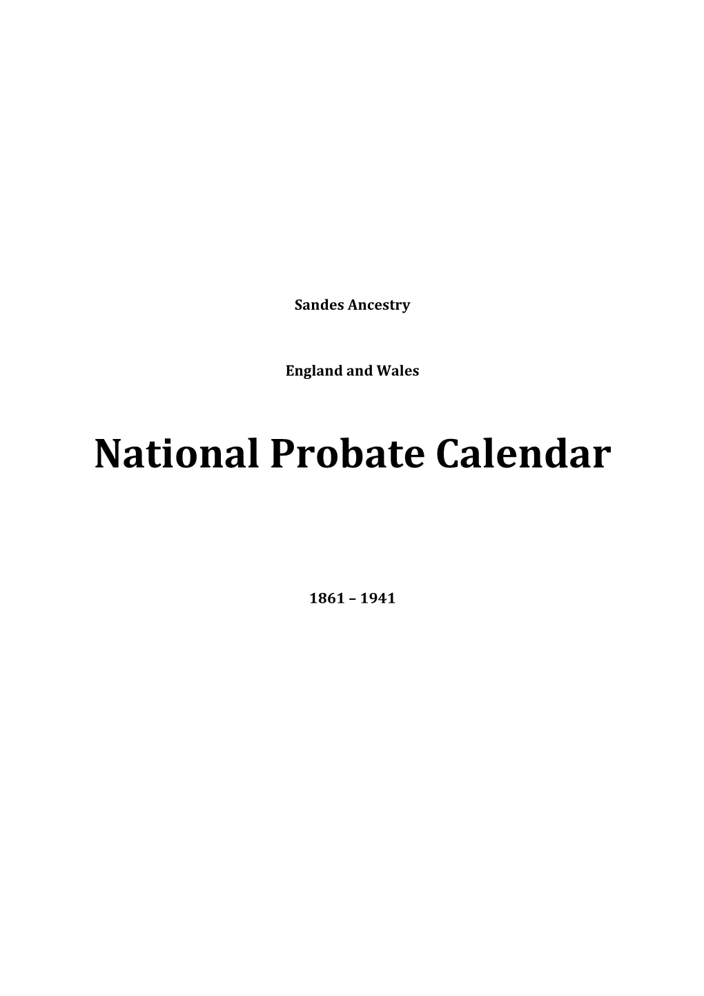 National Probate Calendar