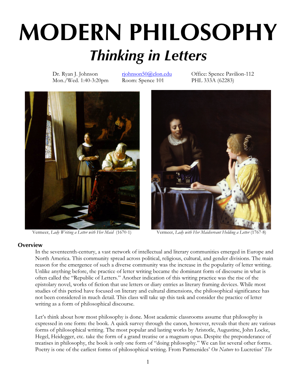 MODERN PHILOSOPHY Thinking in Letters