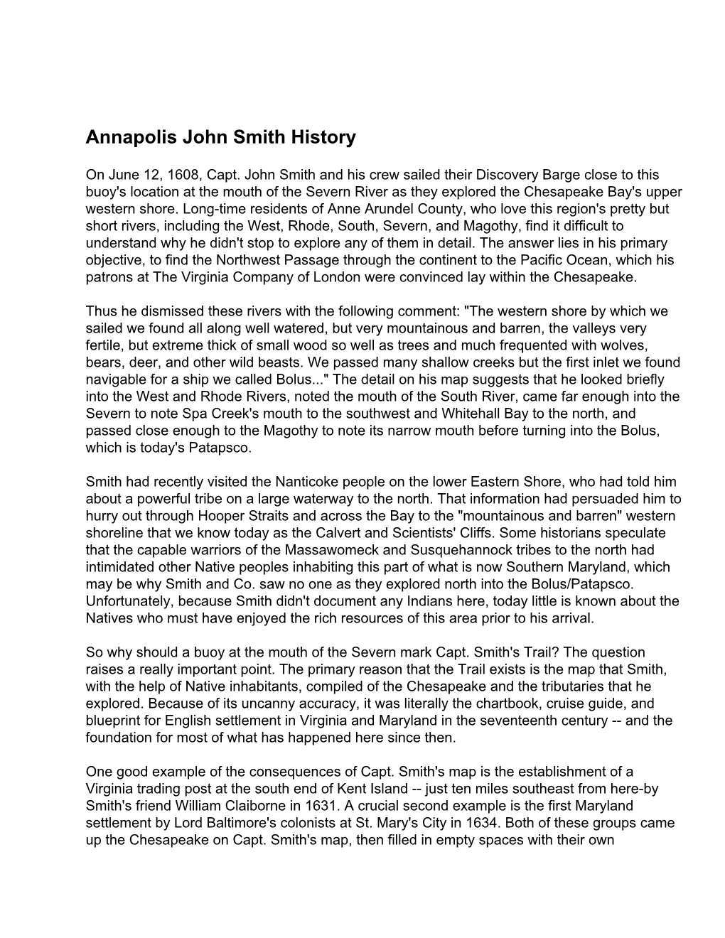 Annapolis John Smith History