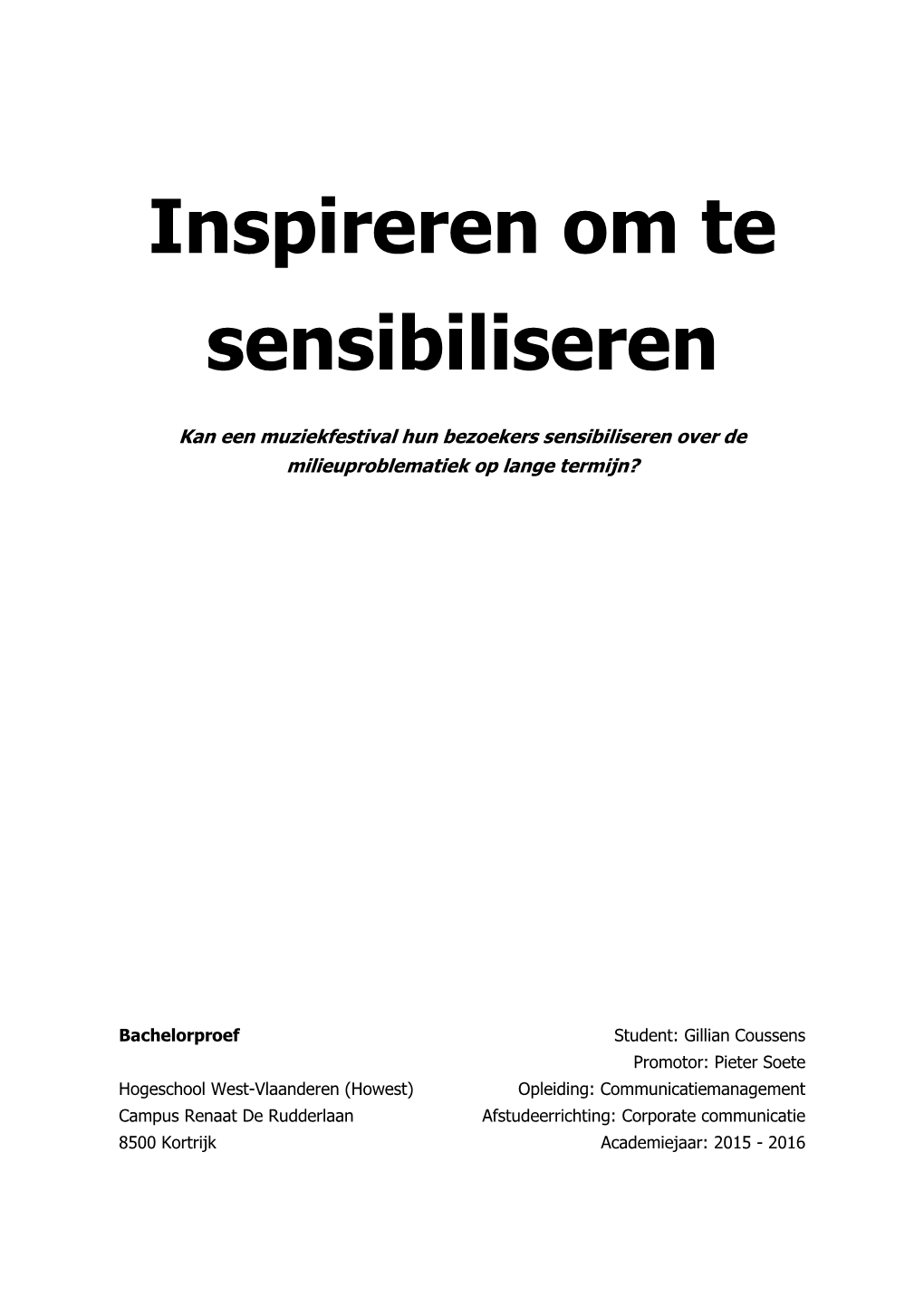 Inspireren Om Te Sensibiliseren