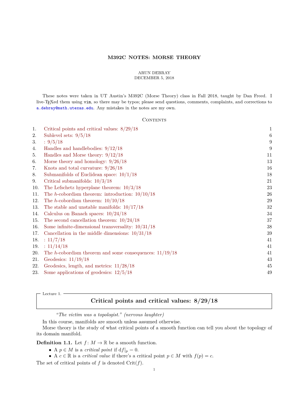 Morse Theory