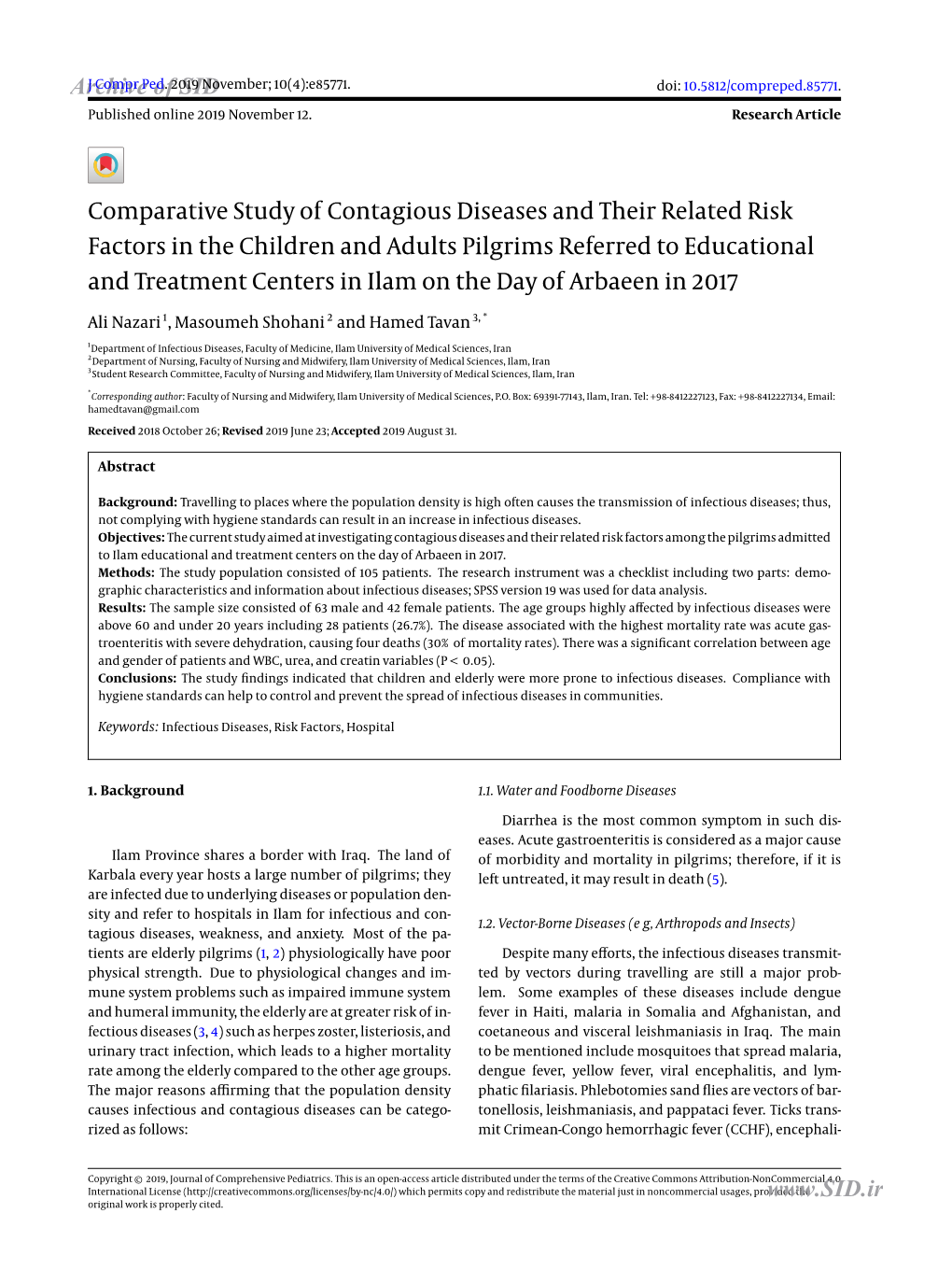 Comparative Study of Contagious Diseases and Their Related Risk