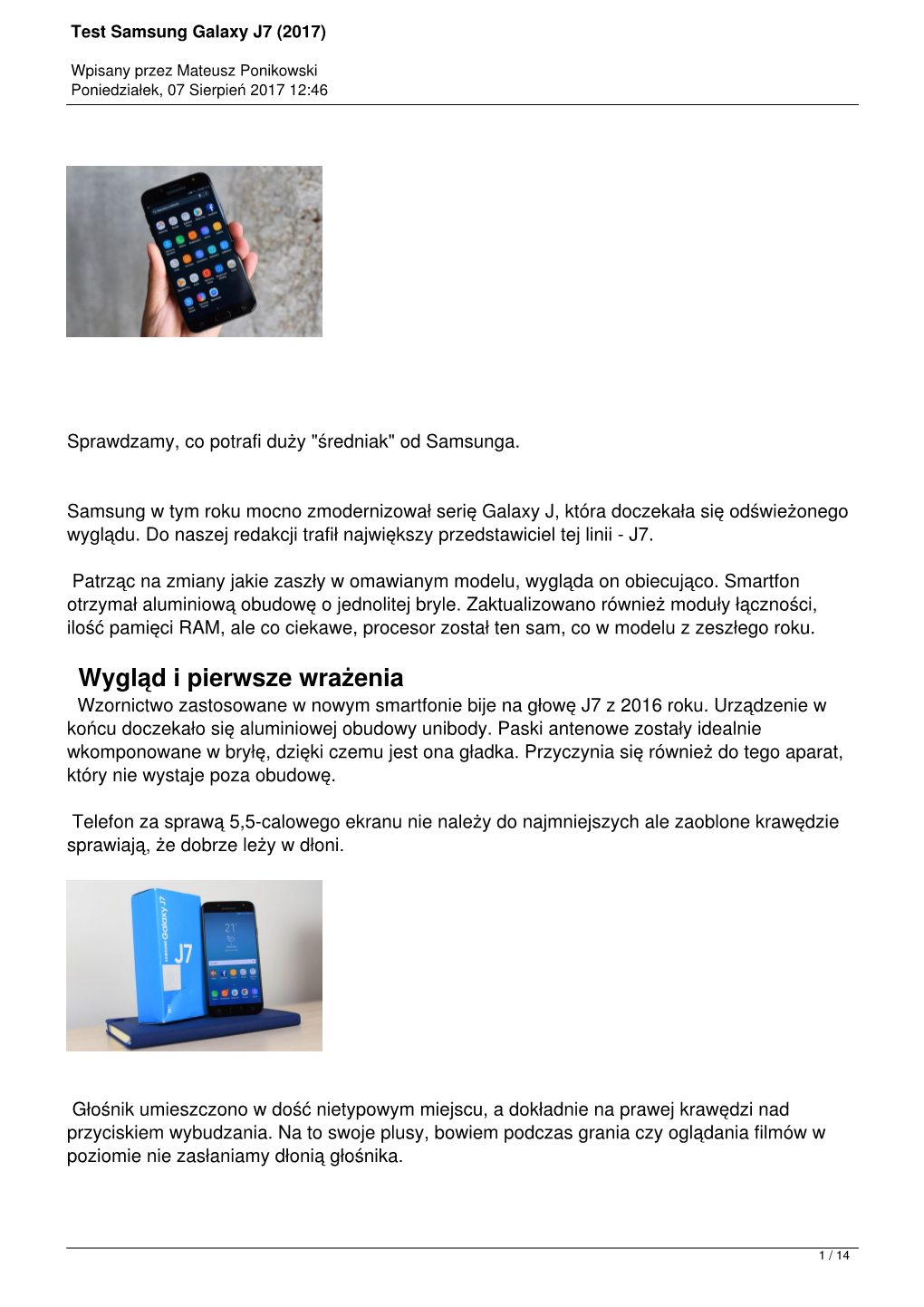 Test Samsung Galaxy J7 (2017)