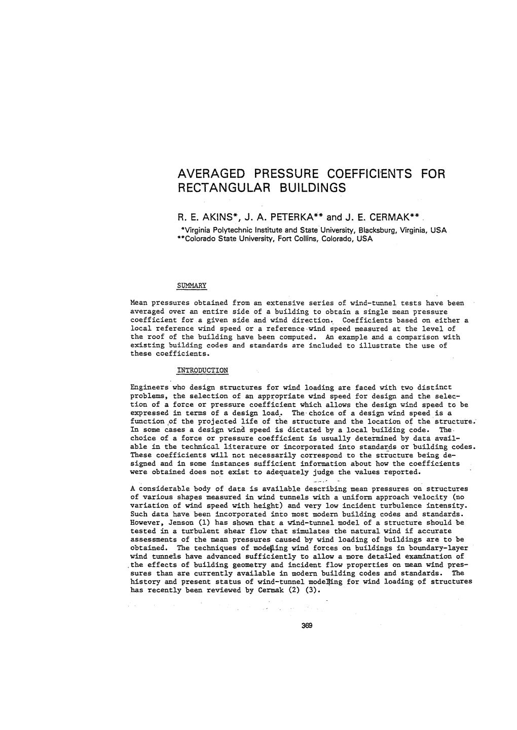 Averaged Pressure Coefficients for Rectangular Buildings